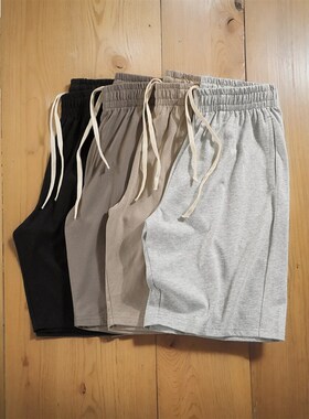 260g新疆长绒棉短裤男夏季休闲裤E运动灰色卫裤宽松纯色五分裤子