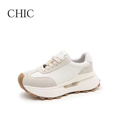 CHIC奇柚/超火时尚厚底阿甘鞋女2025新款巨好看红色鞋子运动爆款