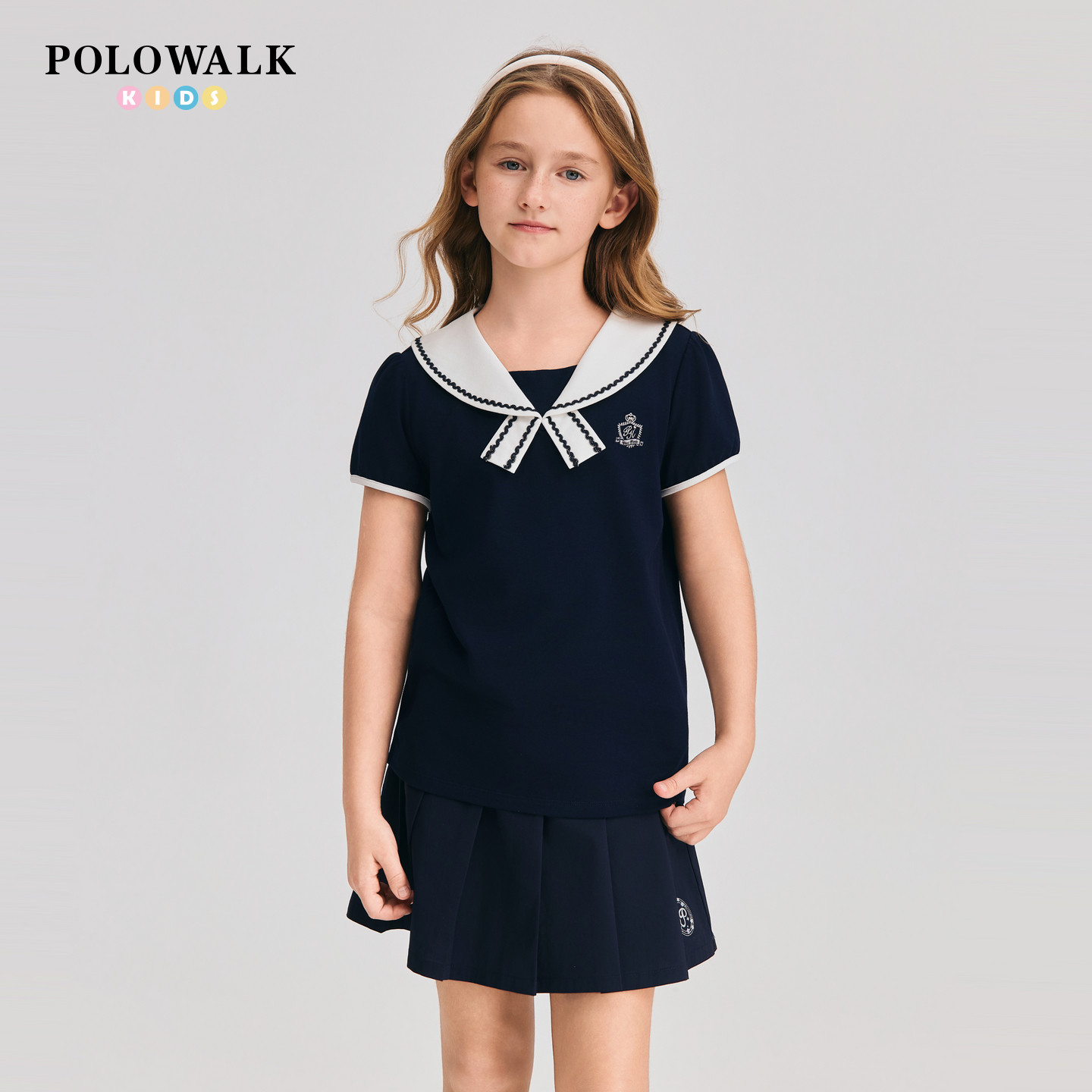 POLOWALK女童短袖T恤翻领上衣图片
