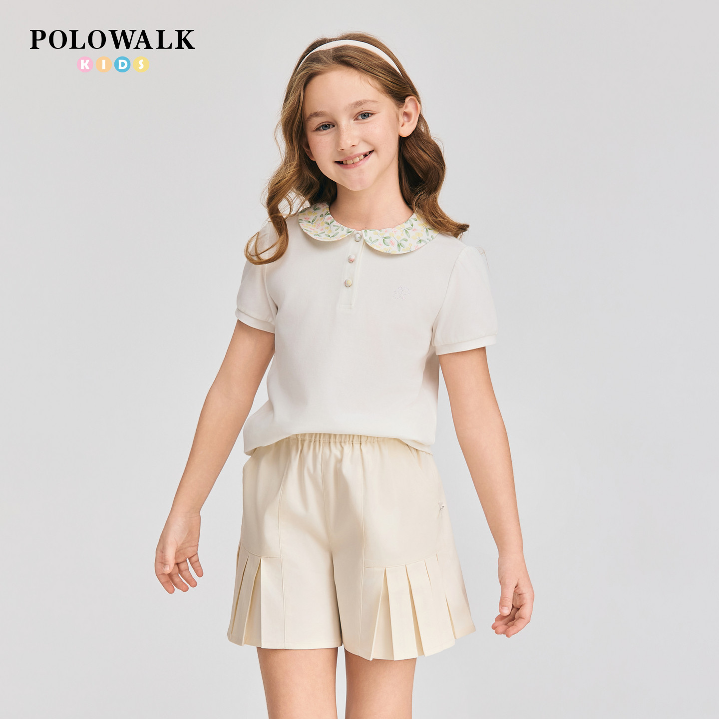POLOWALK女童短袖T恤翻领上衣