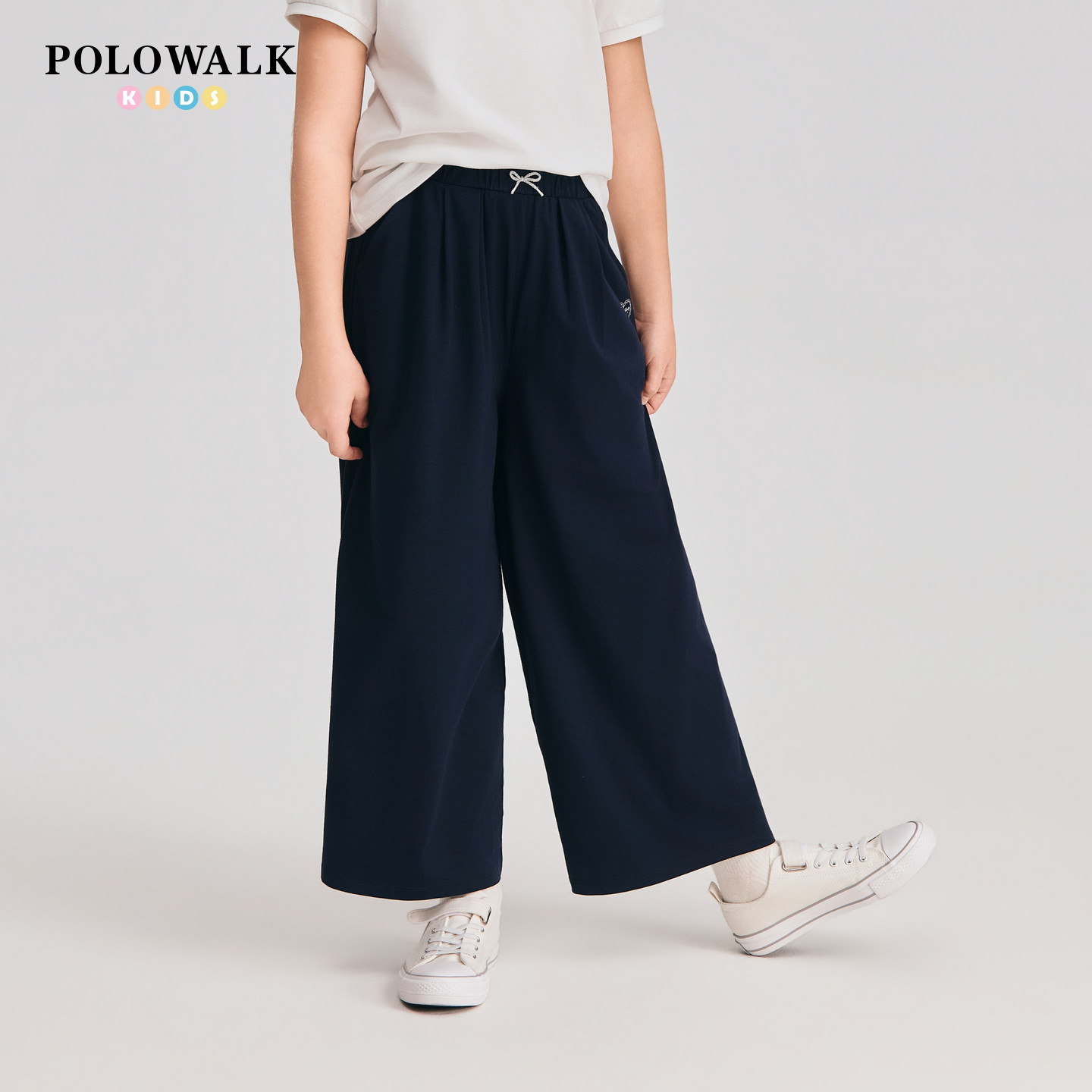 【莫代尔】POLOWALK童装2026夏季新款女童九分裤薄款直筒休闲裤子
