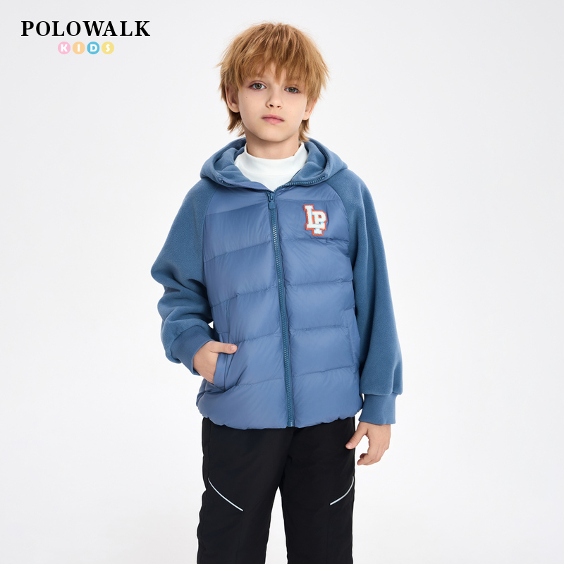 POLOWALK男童白鸭绒拼接羽绒服