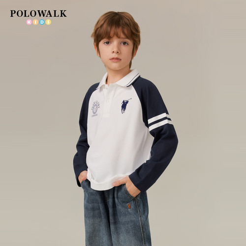 POLOWALK学院风长袖立领T恤