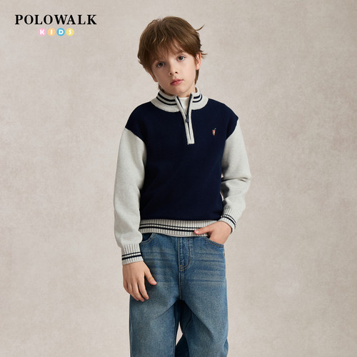 POLOWALK男童针织衫半开襟线衫