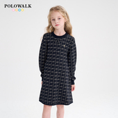 毛织2025秋冬新品 POLOWALK童装 女童连衣裙长袖 学院风中大童针织裙