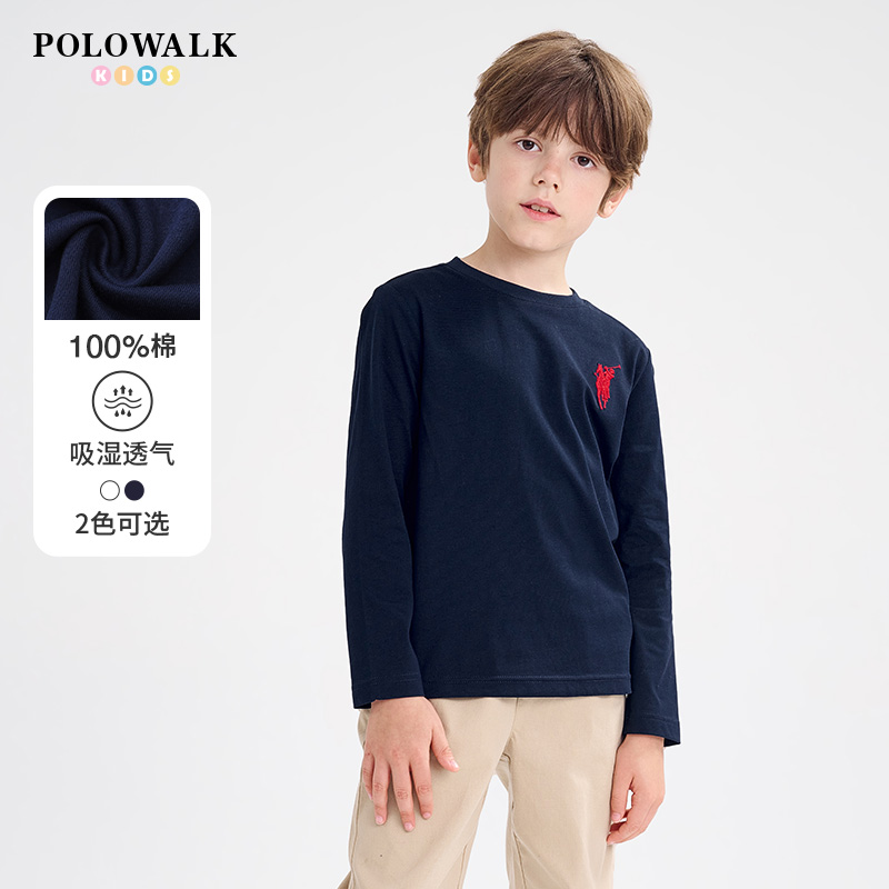POLOWALK圆领长袖纯棉T恤