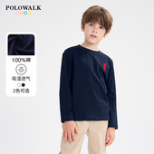 100%棉 POLOWALK童装 长袖 T恤26春夏新款 中大童圆领纯棉上衣