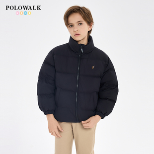 POLOWALK童装2025秋冬新品立领长袖男童羽绒服多色简约时尚面包服
