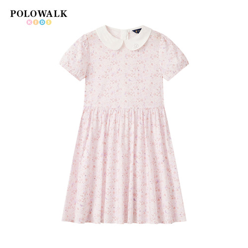 POLOWALK女童短袖连衣裙学院风