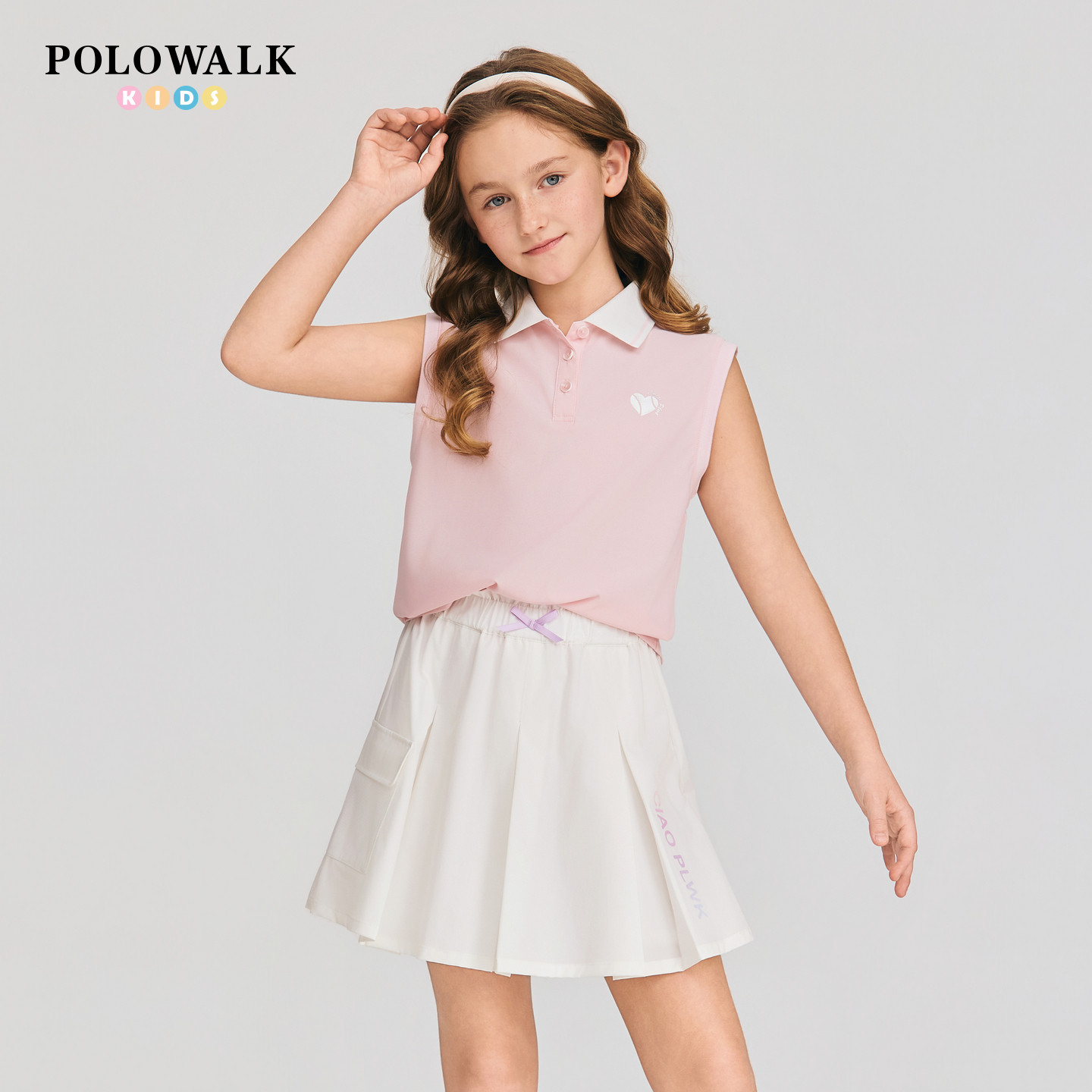 POLOWALK女童短袖T恤POLO领上衣图片