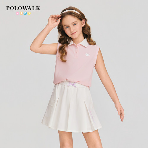 POLOWALK女童短袖T恤POLO领上衣