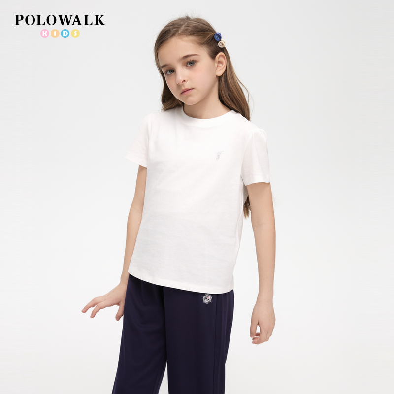 POLOWALK童装女童纯棉短袖T恤