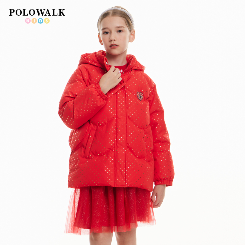 POLOWALK女童羽绒服配爱心包包