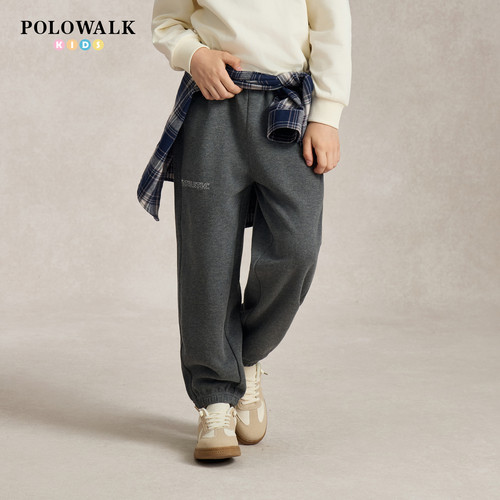 POLOWALK男童卫裤早秋新款松紧腰束脚儿童字母印花宽松休闲长裤