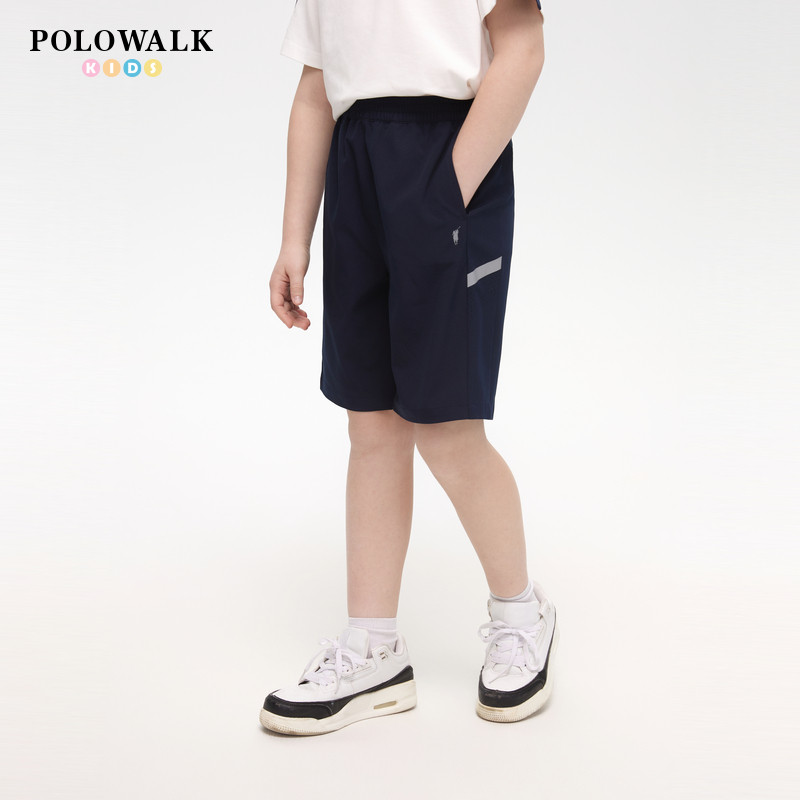 POLOWALK童装2026夏季新品男童短裤直筒中裤运动速干短裤子松紧腰