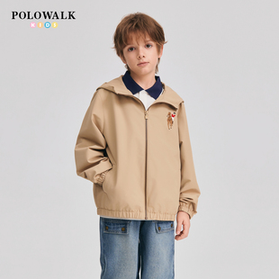 POLOWALK童装男童外套2026春季新品中大通休闲连帽百搭通勤上衣