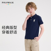 中大童翻领百搭polo衫 POLOWALK童装 夏装 T恤2026新品 上衣 男童短袖