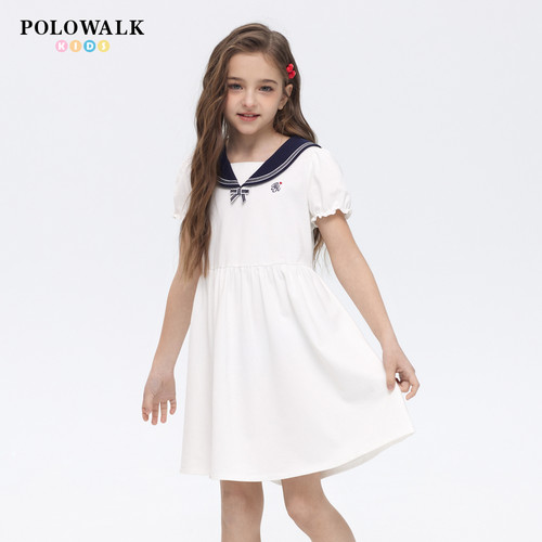 POLOWALK童装女童短袖连衣裙