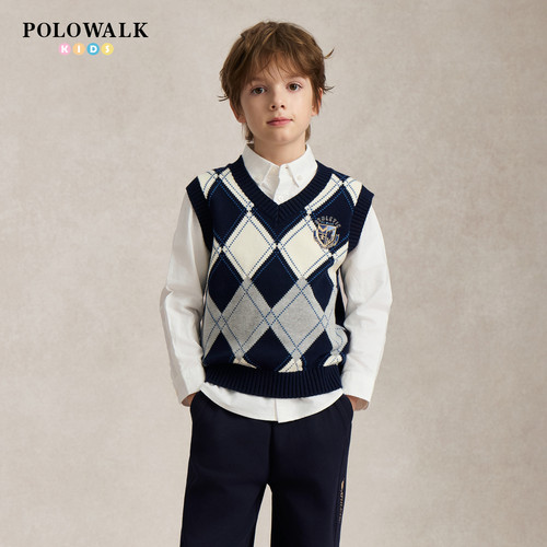 POLOWALK男童针织无袖背心