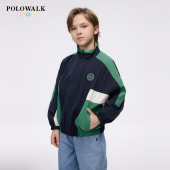 上衣 立领梭织中大童撞色短款 POLOWALK童装 男童外套2026早春新品