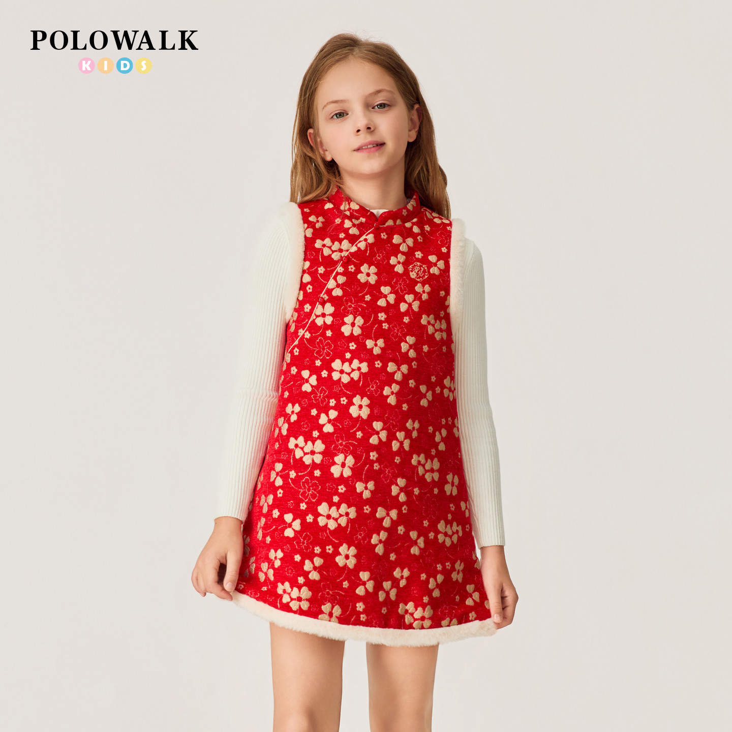 【新年款】POLOWALK童装女童无袖连衣裙2026新品国风刺绣百搭裙子