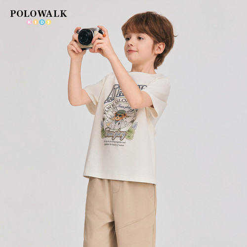 POLOWALK男童短袖T恤舒适圆领