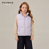 羽绒背心印花百搭上衣 女童羽绒马甲25冬装 90鸭绒 POLOWALK童装