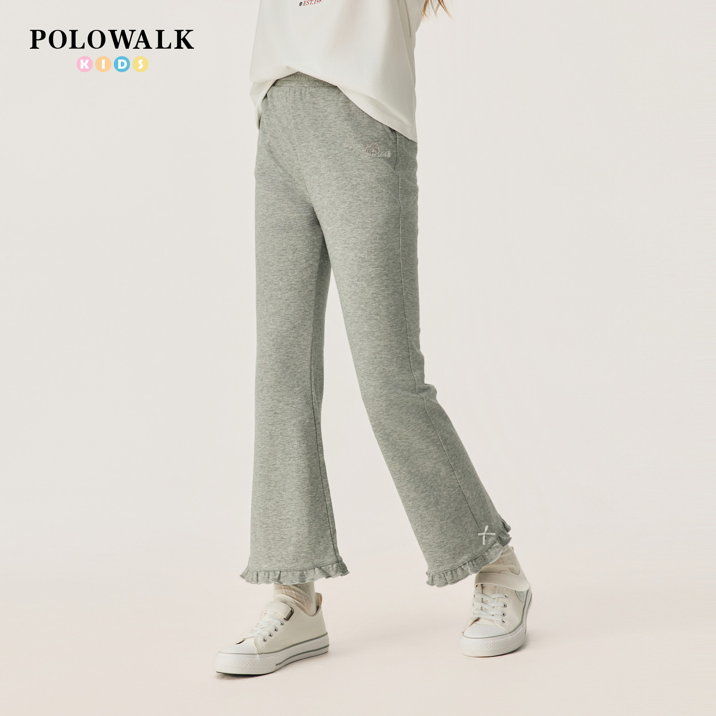 【100%棉】POLOWALK童装女童卫裤2026春秋新品运动休闲百搭喇叭裤