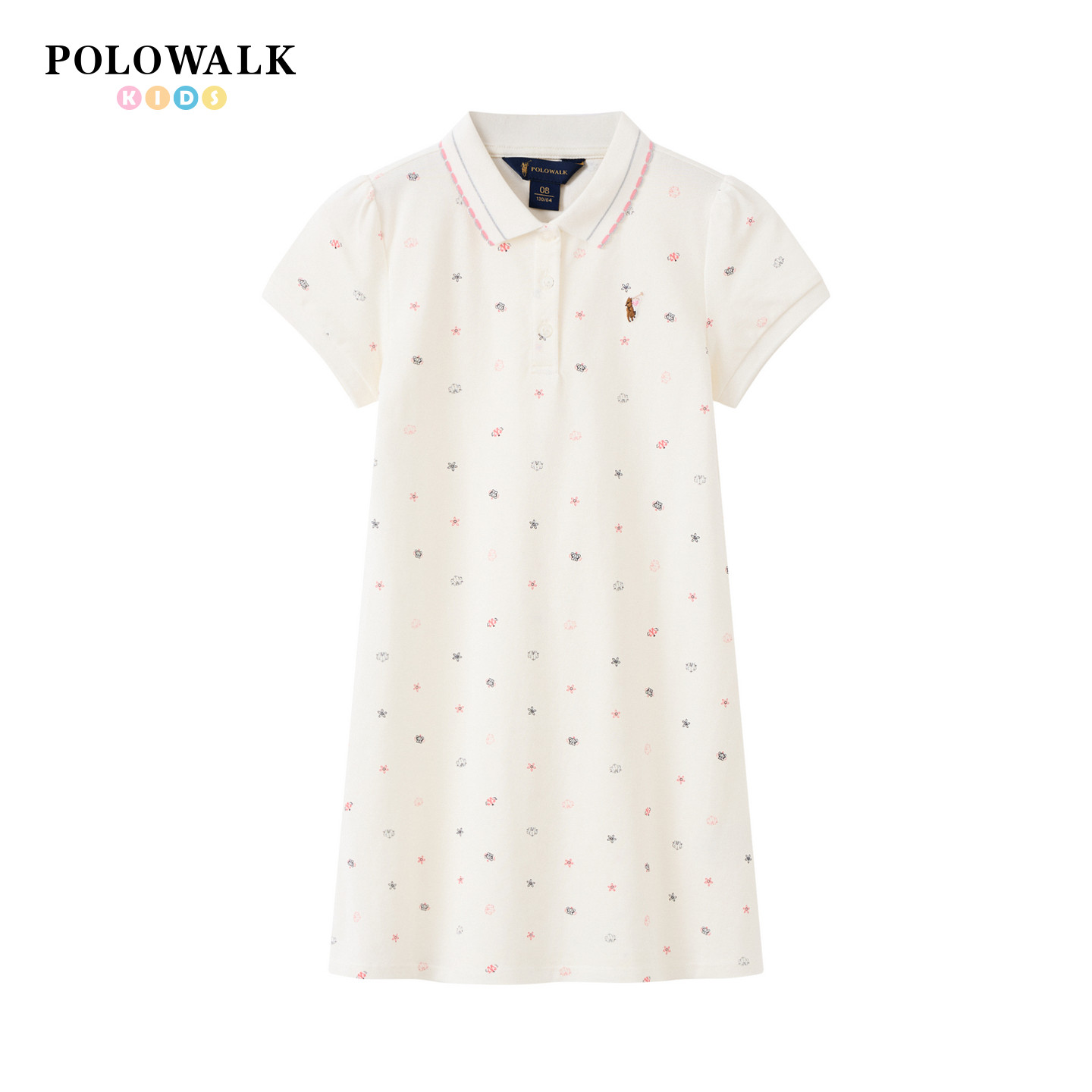 POLOWALK童装 2026夏季新品女童短袖连衣裙公主风甜美儿童裙子