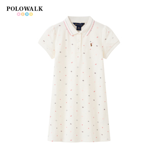 POLOWALK童装 2026夏季新品女童短袖连衣裙公主风甜美儿童裙子
