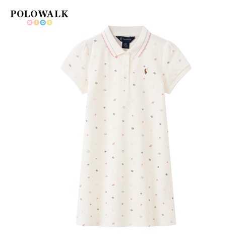 POLOWALK童装 2026夏季新品女童短袖连衣裙公主风甜美儿童裙子