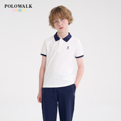 2026新品 夏季 短袖 POLOWALK童装 翻领T恤男童上衣polo衫 运动休闲