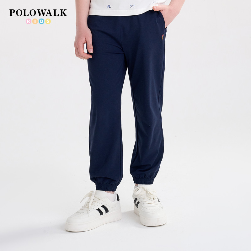 POLOWALK童装2025夏季男童长裤宽松束脚运动裤透气舒适儿童裤装