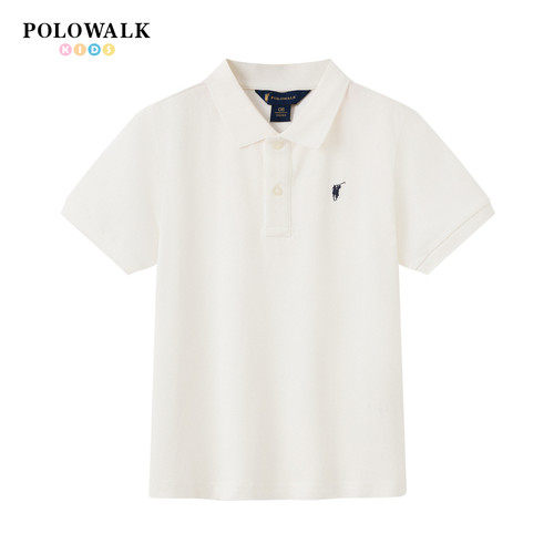 POLOWALK童装2026夏季新品男童短袖T恤翻领POLO衫休闲刺绣儿童装