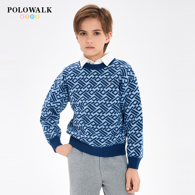 POLOWALK男童圆领长袖针织衫