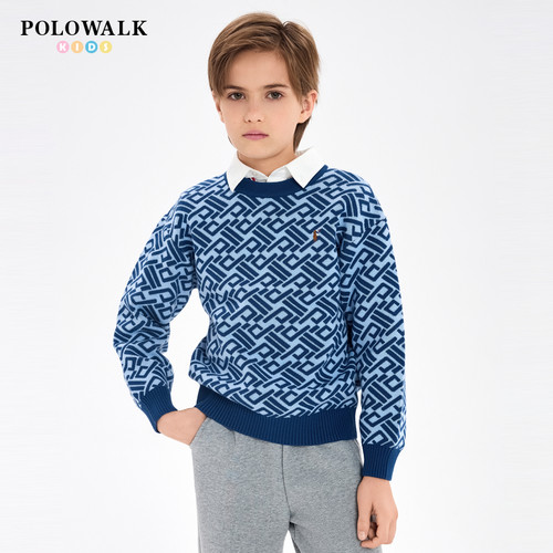 POLOWALK男童圆领长袖针织衫