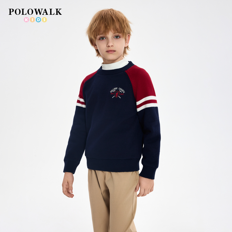 POLOWALK男童圆领针织毛衣