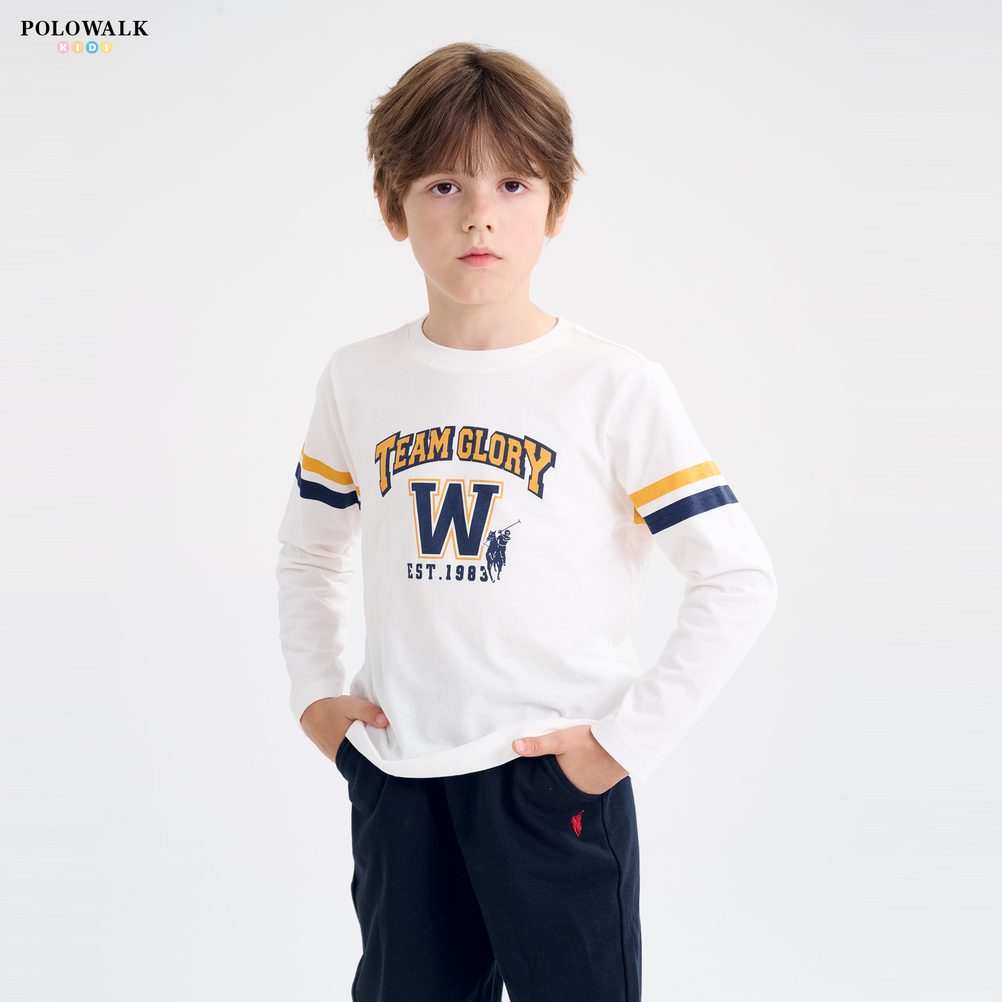 POLOWALK男童圆领薄款舒适长袖