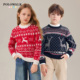 套头毛衣 新年红中大童针织衫 POLOWALK新品 2025秋冬儿童圆领线衫