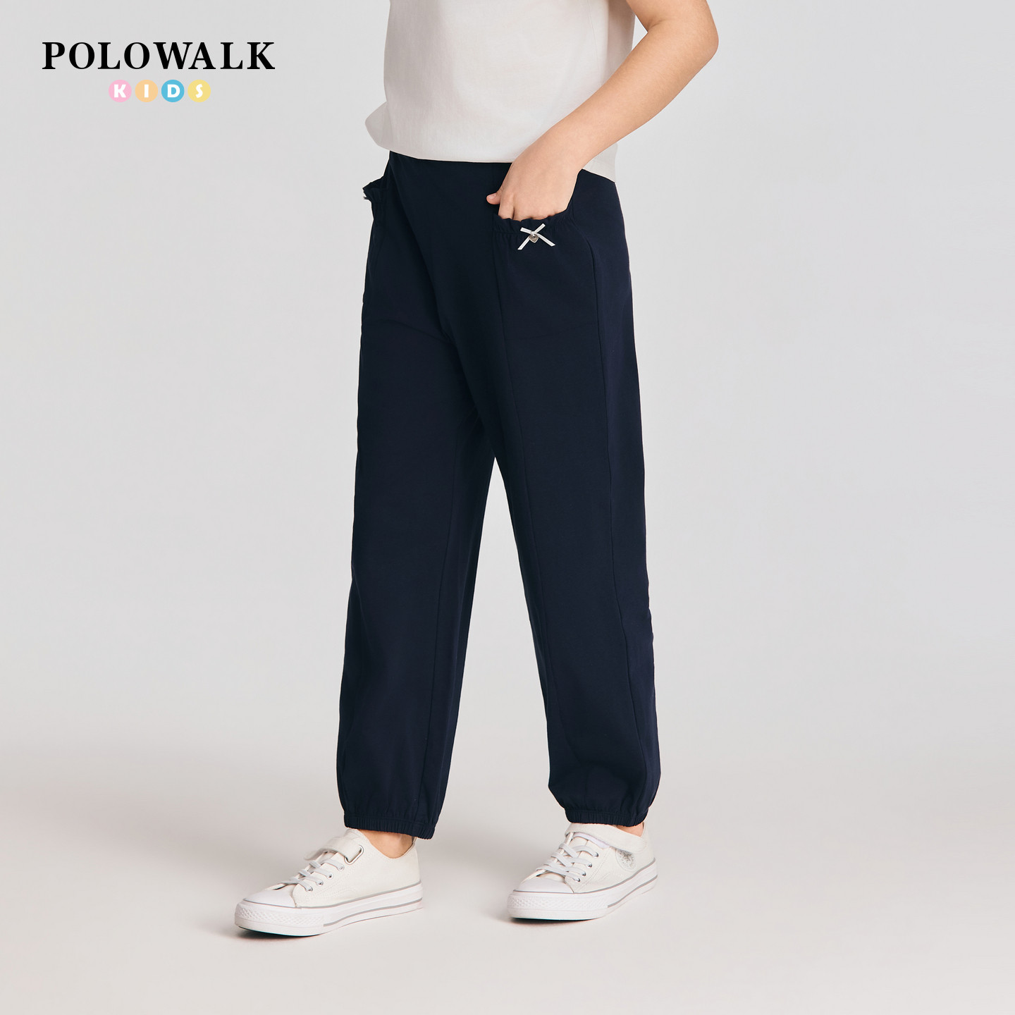 【莫代尔】POLOWALK童装26春夏新品女童休闲裤束脚卫裤透气运动裤