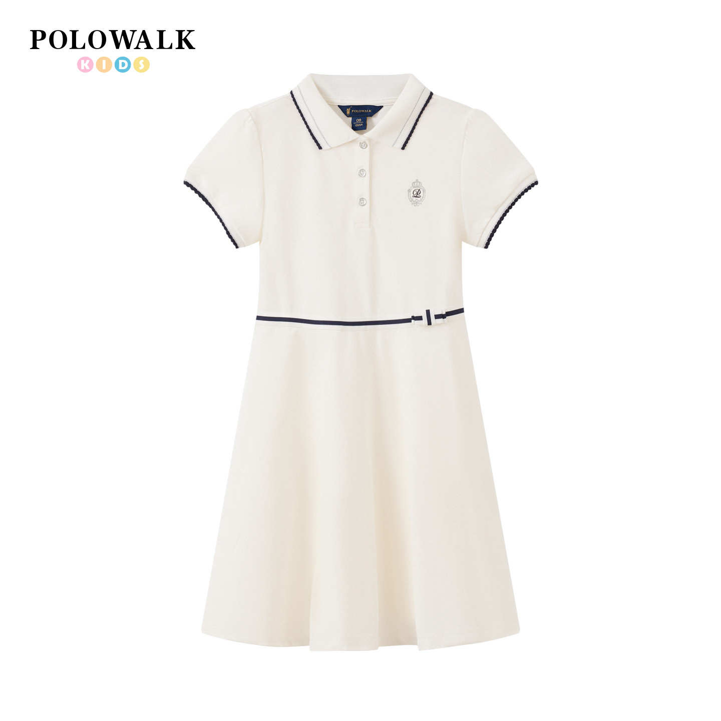 POLOWALK童装2026夏季新品女童短袖连衣裙简约洋气柔软儿童裙子