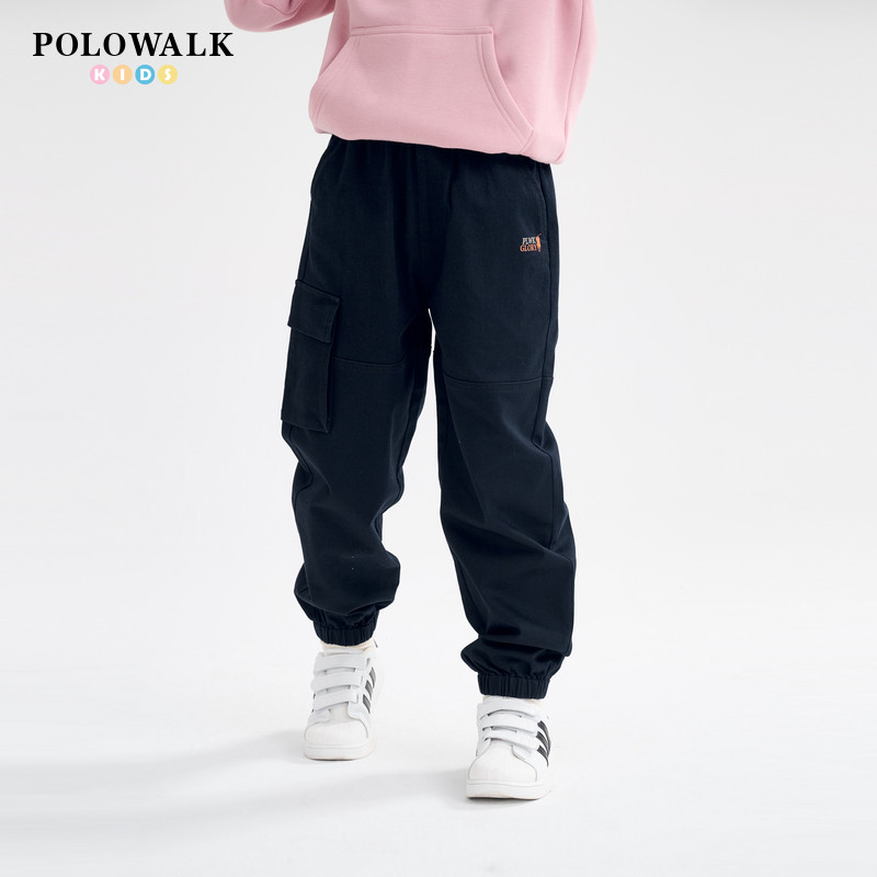 POLOWALK童装新品2026春夏男童梭织宽松美式新款运动高腰休闲裤
