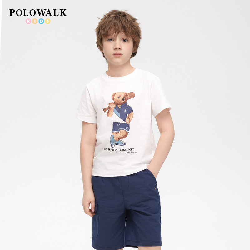 【100%棉】POLOWALK童装男童T恤2025夏季新品印花小熊圆领打底衫,童装/婴儿装/亲子装,T恤,淘宝优惠券,粉丝福利购,淘宝优惠卷
