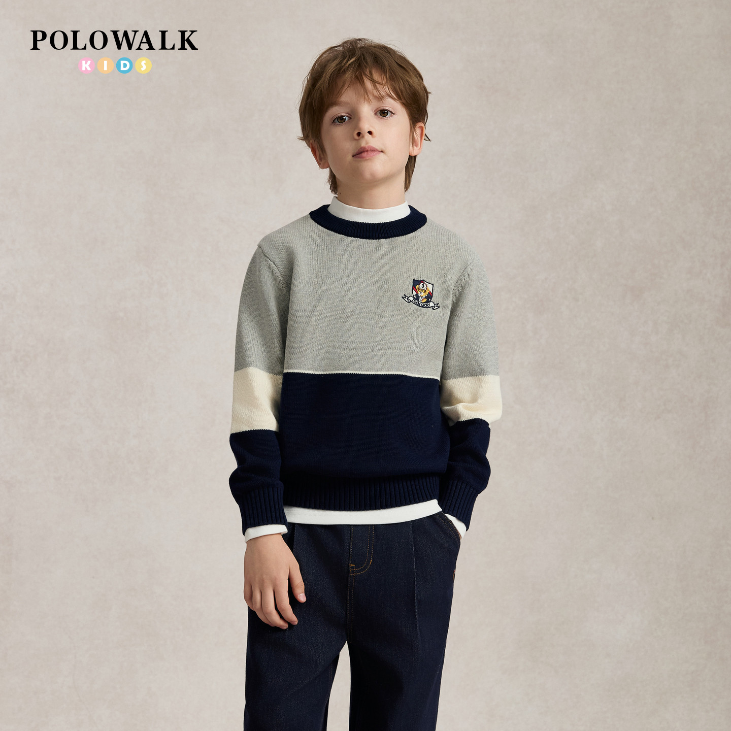 POLOWALK男童针织衫学院风毛衣