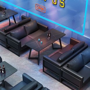 复古工业风酒吧卡座沙发咖啡店西餐厅餐吧清吧小酒馆休闲桌椅组合