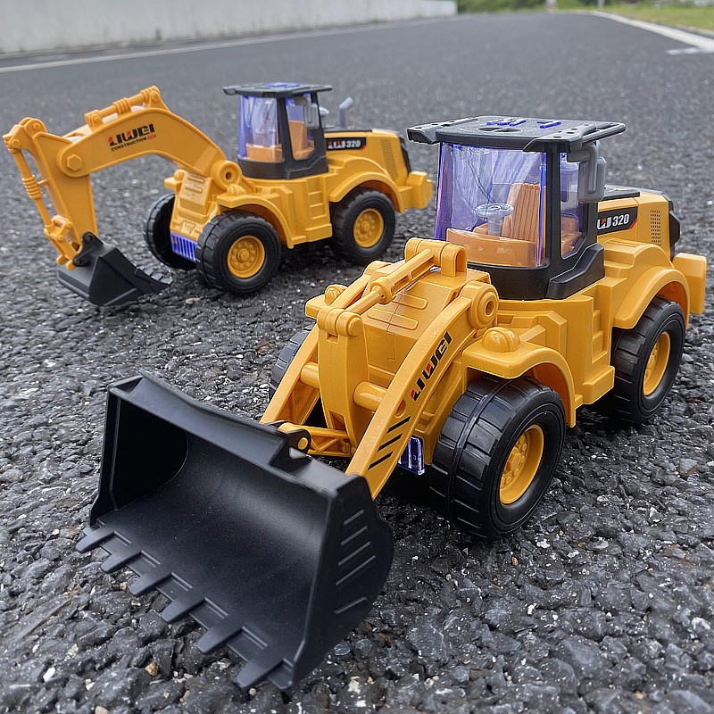 儿童电动挖掘机玩具灯光音乐推土机工程车挖土机模型2男女孩1-3岁