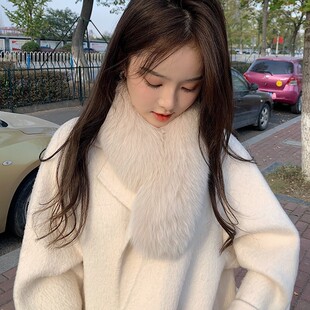 紫色秘密冬季保暖基础款气质围巾长款狐狸毛皮草围巾围脖毛领子