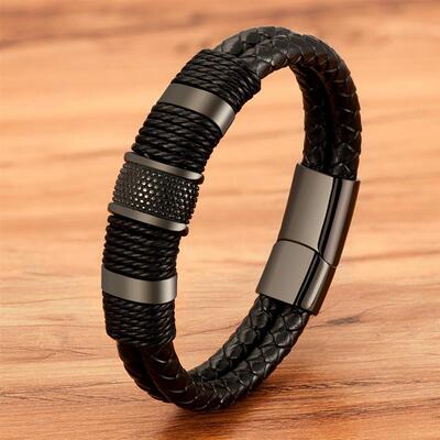 XQNI Woven Leather Rope Wrap Special Style Classic Stainless