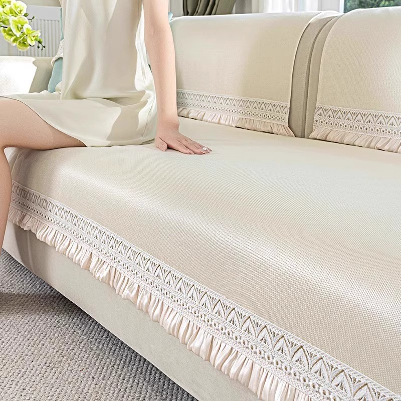 夏季冰丝沙发垫凉席坐垫防滑2025新款高端轻奢凉感奶油风夏天凉垫