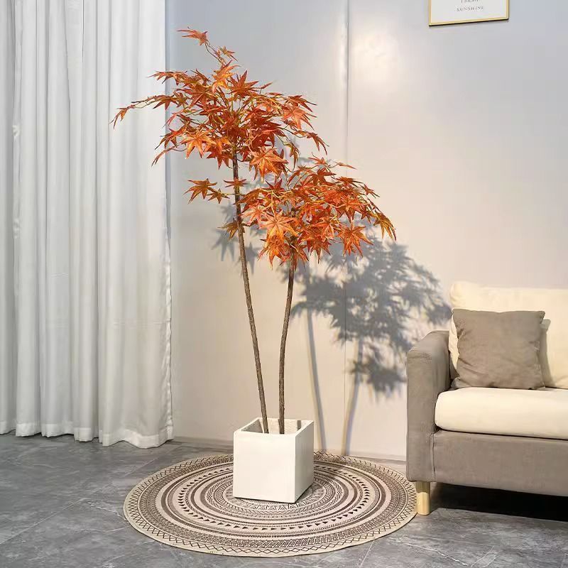 ins仿真红绿植枫树盆栽北欧现代轻奢客厅房间网红室内落地假树